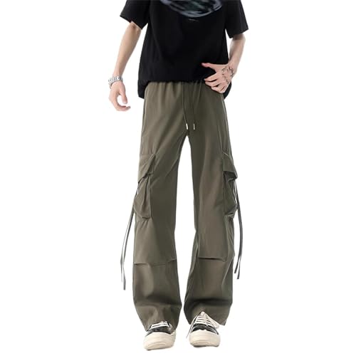 Men's Pants Workwear Ice Silk Patchwork Loose Fit Couple Style Summer Casual Long Pants for Men2