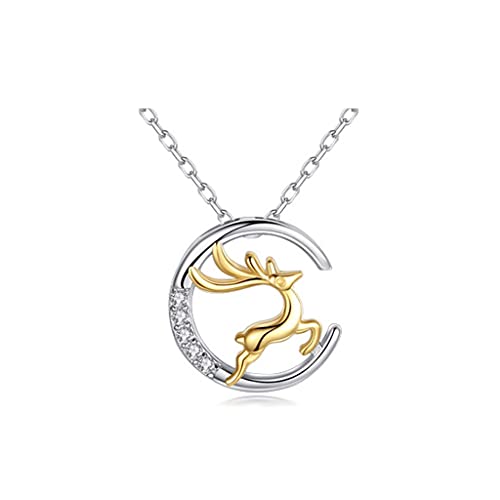Collier cerf et lune pour femme, le pendentif de clavicule parfait à offrir en cadeau