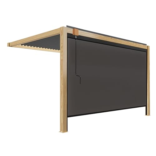 Pérgola bioclimática respaldada 3x4 m de madera con 1 tienda