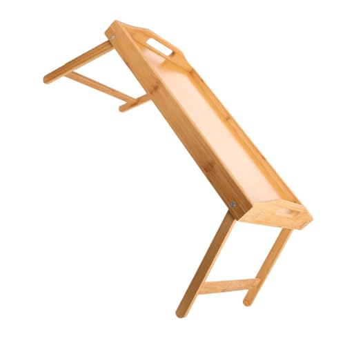 Sosoport Folding Laptop Desk with Legs Multi Purpose Bed Tray for Writing Breakfast and Study Natural Wood Finish Stable Surface for Home and Dorm Use