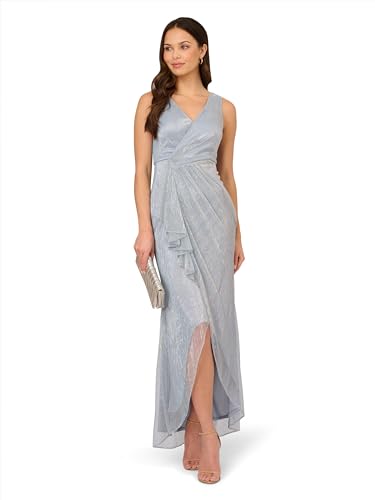 Image of Adrianna Papell Women's Metallic Mesh Cascade Gown