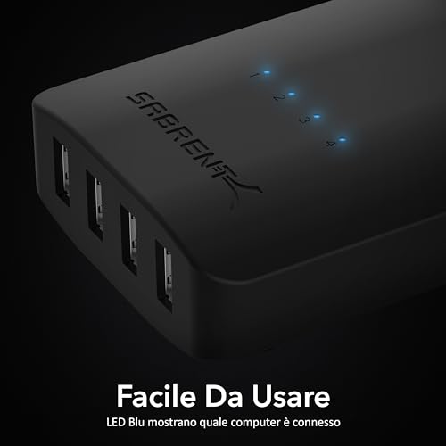Sabrent Switch USB 2.0 per Condividere fino a 4 Computer e Periferiche con Indicatori LED (USB-USS4) - Hub USB - Immagine 6