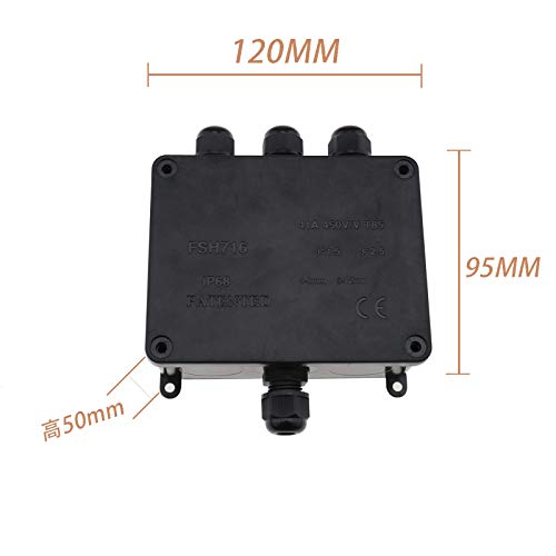 YINETTECH IP68 Waterproof Junction Box, 4 Way Outdoor Electrical Cable Connectors Junction Box Kit with Installation Accessories Underground Cable Protection CE Mark Black