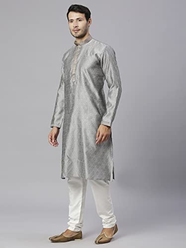 Image of Rajubhai Hargovindas Men's Jacquard Work Kurta Set