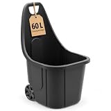 Schubkarre Gartenkarre 60L kann bis zu 40kg tragen. Gartenwagen aus Kunststoff 84x60x50 cm (Schwarz)