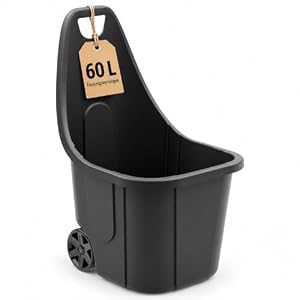 Schubkarre Gartenkarre 60L kann bis zu 40kg tragen. Gartenwagen aus Kunststoff 84x60x50 cm (Schwarz)