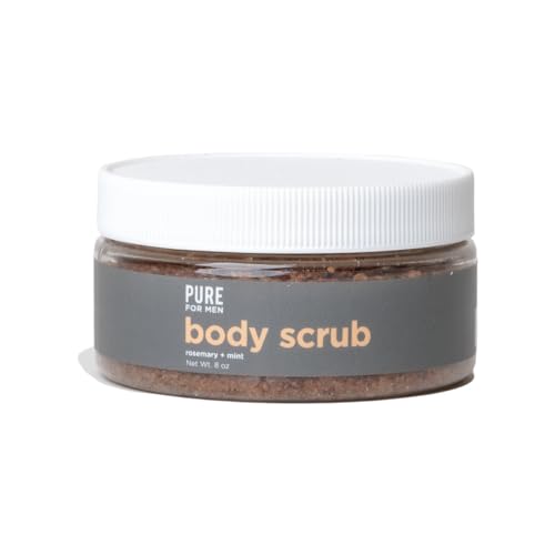 Pure for Men's Exfoliating Bum & Body Scrub | Gentle & Natural Cleanser, Removes Dead Skin Cells & Leaves Skin Smooth | Rosemary & Mint | 8 ounces