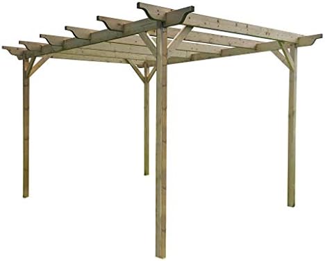 Arbor Garden Solutions Wooden pergola kit - Sculpted design rafters (2.4m x 3m 4 posts, Light Green (Natural))
