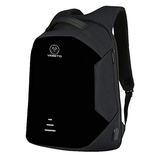 Vebeto Anti Theft Backpack with USB Charging Port 15.6 Inch Laptop Bagpack Waterproof Casual Unisex Bag for School College Office Suitable for Men Women (Black)