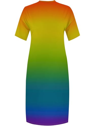 Image of SUZONANA Women Casual T-Shirt Dress V Neck Short Sleeve Solid Color Oversize Dress with Front Two Pockets