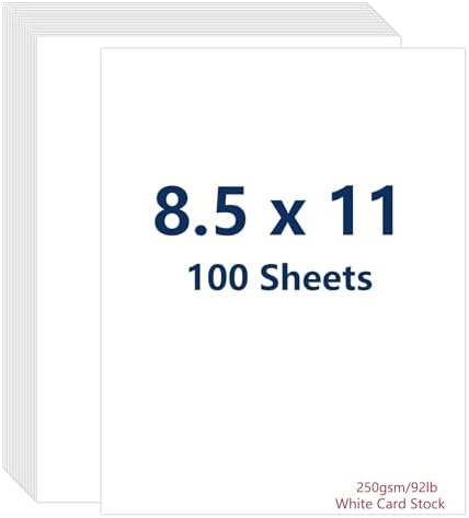 Cimlaga 100 Sheets White Cardstock 8.5 x 11, 92lb/250gsm Cover Card Stock, Thick Cardstock Printer Paper for Invitation, Menus, Wedding, DIY Cards, Scrapbook Supplies