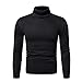 Haut de Pulls Manches Longues Homme Pull à Col Moyen Chaud Pull en Maille Couleur Unie Jumper Casual Sweatshirt Slim Fit Automne/Hiver Extensible