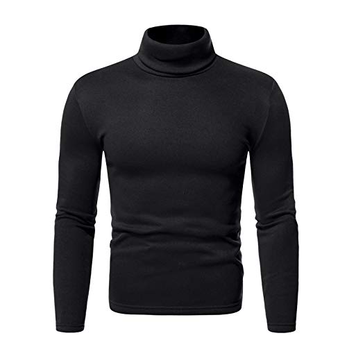 Men's Turtleneck Pullover Tops Stretch Slim Fit Long Sleeve Sweaters Cozy Soft Solid Fall and Winter Sweater