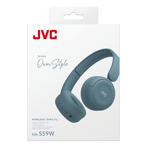 Image of JVC Wireless Headphones with 50H Battery Life, Soft Cushions, Foldable Design, Bluetooth 5.3, Multipoint Connection, App EQ, Built-in Mic - Retro Blue - HAS59WA