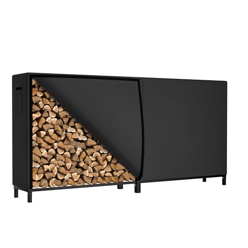 Ultrawall 8ft Firewood Rack with Waterproof Cover, Heavy Duty Log Holders for Firewood Indoor-Outdoor, Wood Storage Lumber Rack