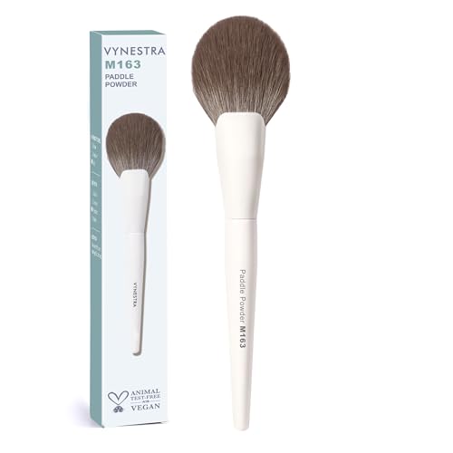 VYNESTRA M163 Paddle Powder Brush, Synthetic Makeup Brush Fan-shaped, White