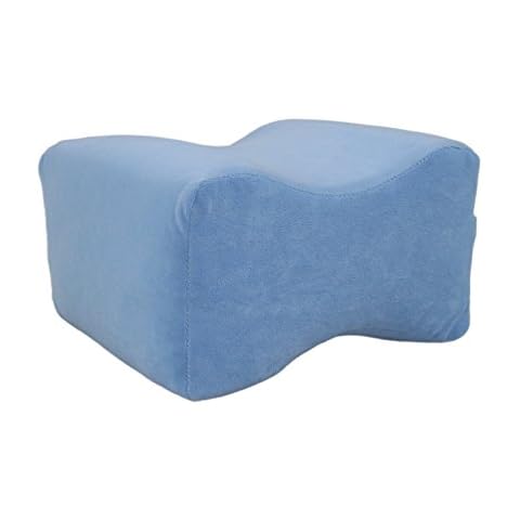 ObboMed MB-6790 Contoured Memory Foam Knee and Leg Separator, Pillow & Leg Rest with Velour Cover - Multifunctional Instant Relief & Relaxation - Optimal Support for Lower Back, Knees, Ankles, Thighs, Leg and Hip - Blue / 1 Piece - 24 x 19 x 15 cm Cover