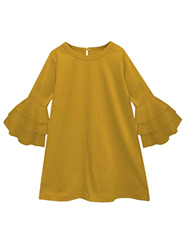 Image of A.T.U.N. (ALL THINGS UBER NICE) Girls Cotton A-Line Knee Length Long Sleeve Casual Dress