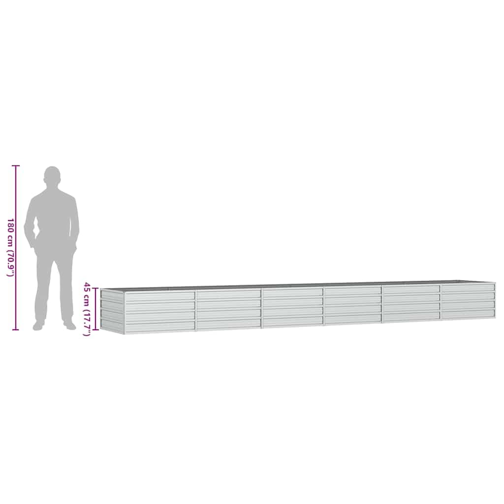 Jardinera elevada de 480 x 80 x 45 cm de acero galvanizado plateado, diseño moderno, robusto y resistente a la corrosión, maceta elevada para balcón, terraza y jardín