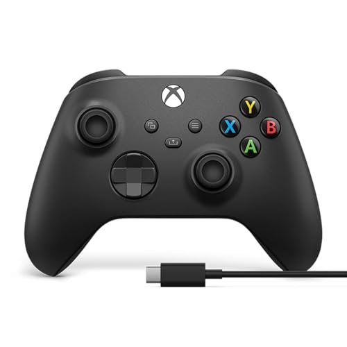Image of Xbox Wireless Controller - Carbon Black Series X|S, One, and Windows Devices (Black)+ USB-C Cable
