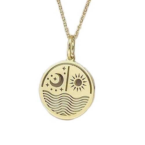 Collar de Plata 925 LKBEADS con colgante de sol y luna con baño de oro fino