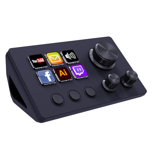 TreasLin Stream Controller Deck with12 Customizable Macro Keys to Trigger Actions in OBS Twitch YouTube for Content Creators Stream Dock Compatible with PC & Mac N3 Black Macro Keypad