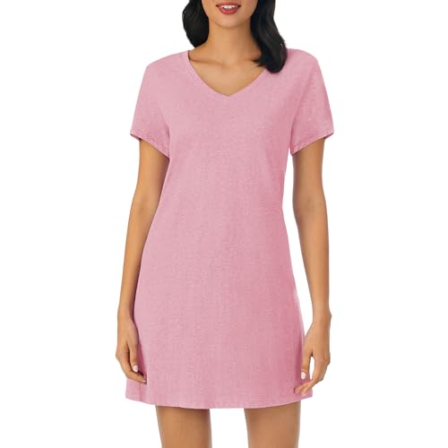 Image of Nautica Womens Sleep Shirt Dress - Cotton Knit Jersey V-Neck Pajama Top - Lightweight & Breathable Sleepwear Loungewear