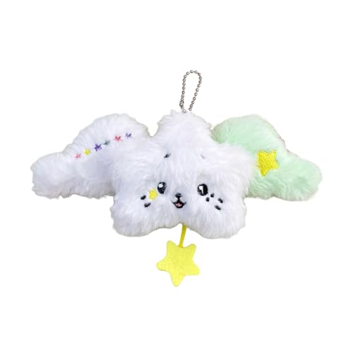 バッグの装飾に最適な豪華な星型チェーンチャームキーリングペンダントスタイリッシュなカーリング女性のためのぬいぐるみ星キーチェーンペンダントのためのアクセサリー