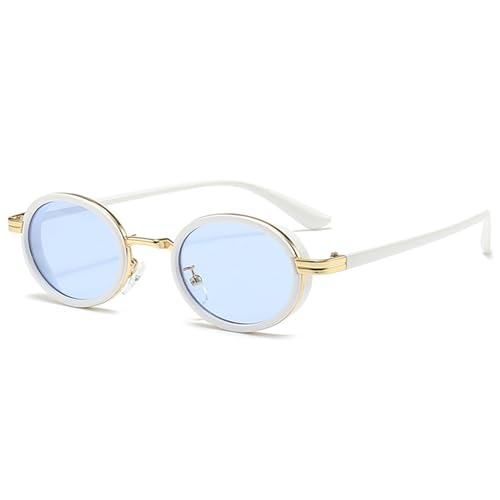 Vintage Steampunk Ovel Sunglasses for Women Men Fashion Semi-Metal Frame Hip-hop punk Glasses UV400