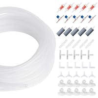 Standard-Zubehörset für Aquarienluftpumpen, 4m Luftschlauch, 5 Luftausströmersteinen, 5 Rückschlagventilen, 5 Regelventilen, 10 Saugnäpfen, 20 Anschlussstücken, Komplettset für Aquarium & Fischbecken