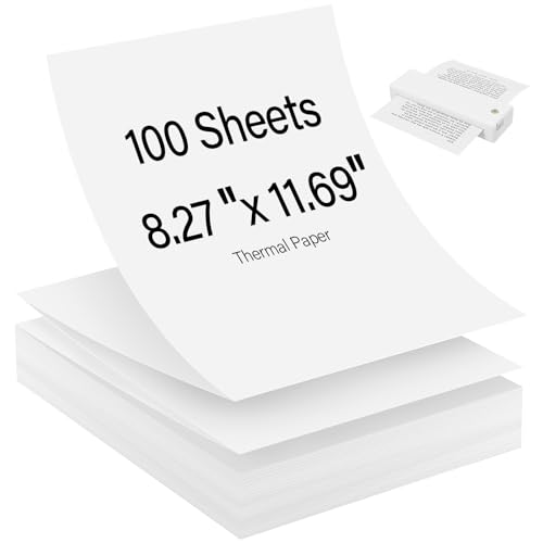 Papel térmico A4 para impresora, 100 Hojas Papel térmico a4 plegable, Sin BPA, Compatible con la Mayoría de impresoras Térmicas, Papel Termico Impresora a4 de Secado Rápido Fotos