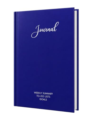Image of Unruled Premium Hardcover Journal Notebook | Weekly Summary, To-Do Lists & Goal Planner | Undated Productivity Journal | A5 Size, Smooth Writing Pages | 100gsm Thick Paper, 80 Sheets /160 Pages Per Book | Elegant Notebook for Work, Study & Personal Planning (BLUE, Unruled)