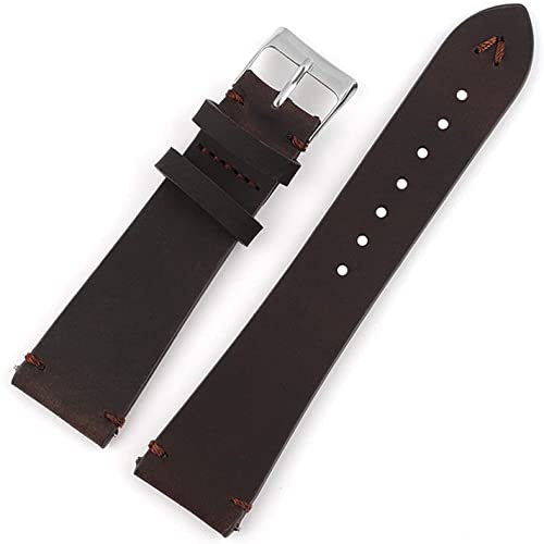 Bracelet de montre rétro 18mm 20mm 22mm noir café couture main hommes