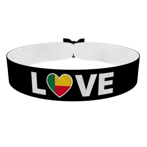 Druck-Palast Bracelet Love Bénin - Drapeau - Bracelet en Satin Imperméable Unisexe - Accessoire Mode Sportif - Idée Cadeau pour Fans de Football - Lien Tendance 2023