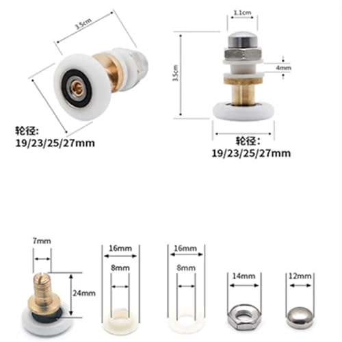 Roulette porte coulissante douche 27mm excentrique | Conception fluide Premium