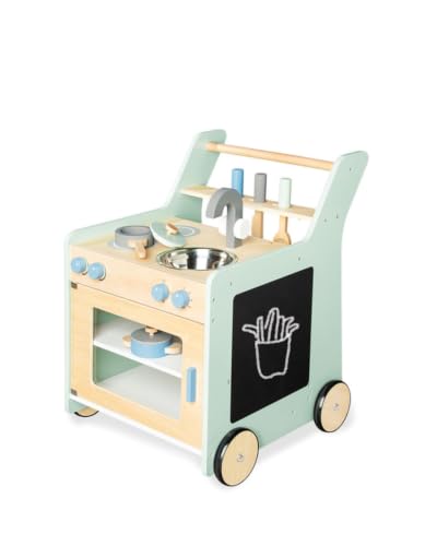 PINOLINO Kinderküche Kalle aus Holz | Fahrbarer Küchenwagen mit...
