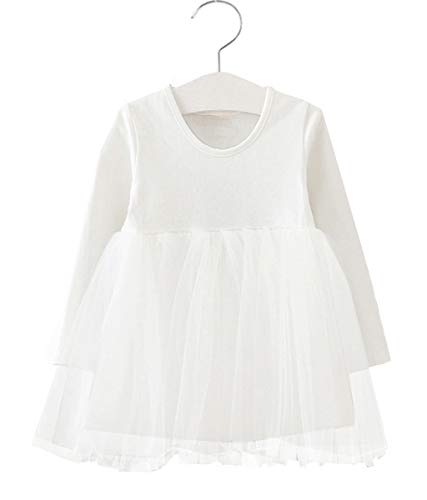 GSVIBK Toddler Tutu Dress Long/Sleeveless Baby Girl Cotton Tulle Dresses Infants Sundress Summer 2Years White 9440