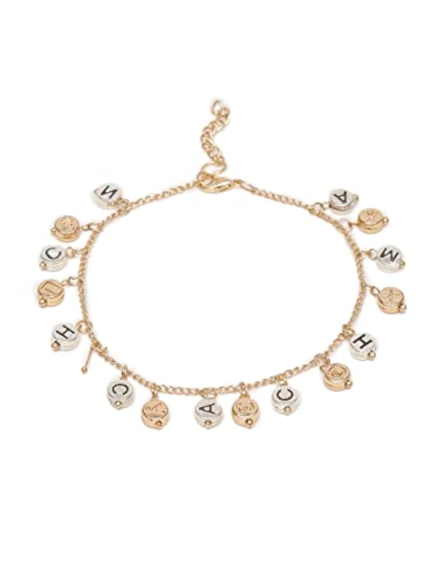 Alphabet Coin Charm Chain Anklet Set for Women