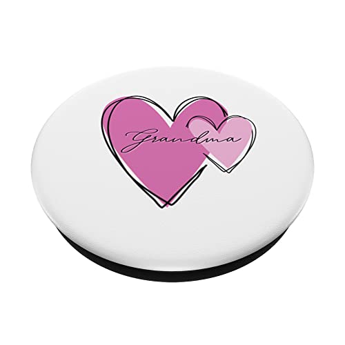 Grandma Double Heart PopSockets Swappable PopGrip, Black - Image 2