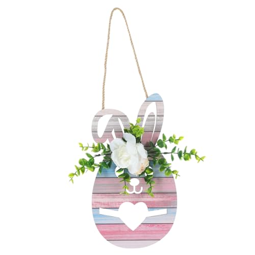SOIMISS Letrero Colgante De Madera De Pascua Leterro De Madera De Conejito De Pascua Decoración para Puerta De Jardín Casa o Jardín