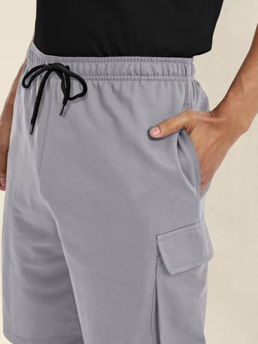 Image of Pinkmint Cargo Shorts for Men Pack of 2 Cotton Lycra Training Gym Shorts for Men Casual Workout Lightweight Summer Shorts with Dual Side Pockets Half Pant for Running, Gym, Walking, Travel