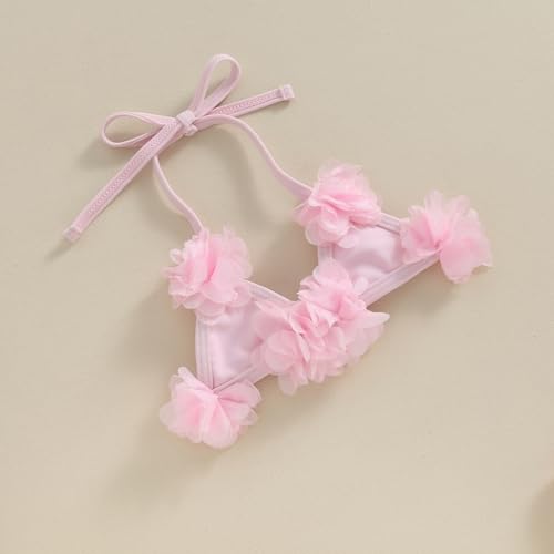 Knnimorning Tees KNNITEES-12BDCYBVVNQXOB1 Newborn Baby Girl Bikini Set Halter Bathing Suit 3D Flower 2 Piece Swimsuit Toddler Summer Beach Swimwear thumb #4