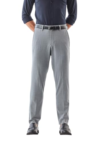 Image of SNITCH Men Formal Trousers | Tailored Pleated Design with Regular Fit & Smooth Texture | Premium Polyester Blend for Office, Meetings & Special Occasions