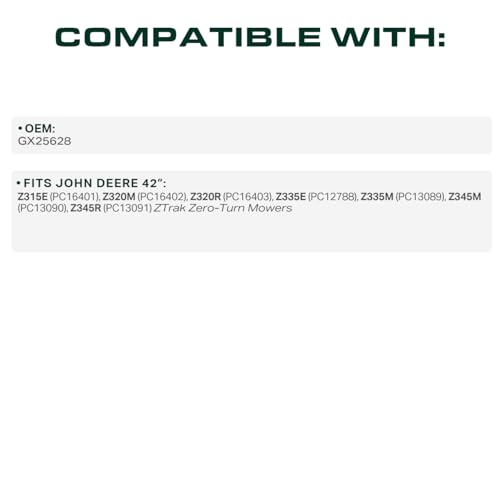 Image of UDC Parts GX25628 Deck Belt Replacement for John Deere 42 Inch Z335E Z345M Z345R Z315E Z335M Z320M Z320R ZTrak Zero-Turn Mowers /Aramid Cord / 118.626 inches