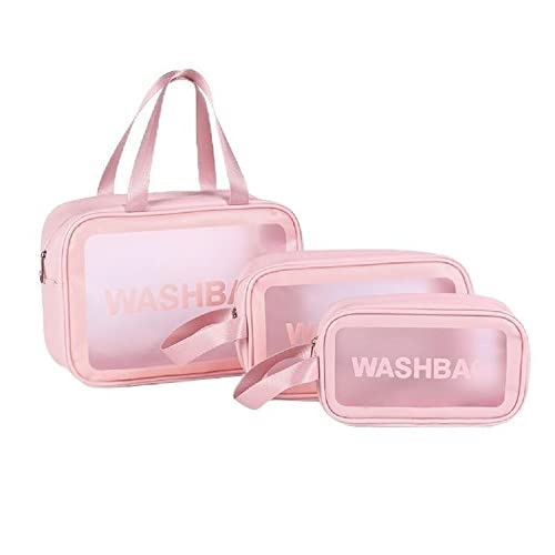 Kit 3 Necessaire Bolsa Organizador D Objetos Feminino Grande Cor:Rosa