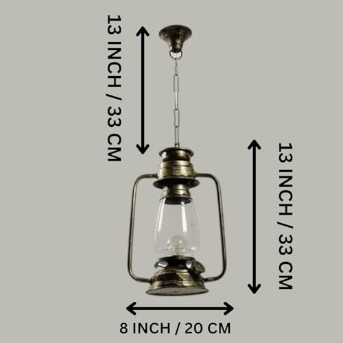 Image of Black Vintage Lantern Hanging Light for Ceiling, Rustic Iron & Glass Pendant Lamp for Home, Indoor Lighting, (Bulb Not Included) Pack of 2