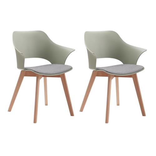 GrandCA HOME Juego de 2 Sillas de Cocina Nórdicas, Silla de Comedor con Patas de Madera Maciza, Sillas Tapizadas para Dormitorio, Sala de Estar, Cocina,Verde