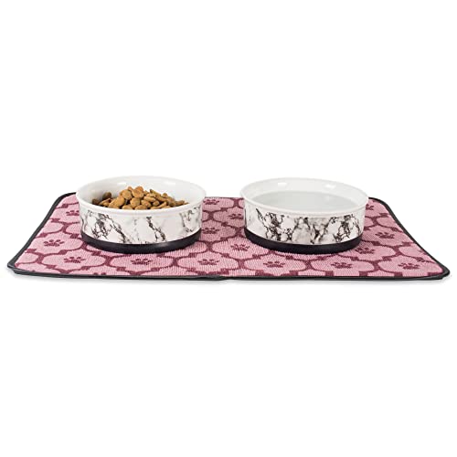 Bone Dry Pet Bowl Collection Ceramic Set, Medium, Marble, 2 Count White by Bone Dry - Image 2