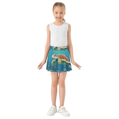 Girls' Shorts Athletic Skorts Sea Turtle Underwater Colorful Coral Toddler Tennis Skirts Cheer Teen Cheer 3t3