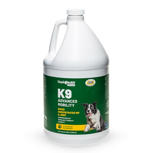 LIQUIDHEALTH Pets K9 Liquid Glucosamine Level 5000 for Large Breeds with Chondroitin, MSM - Pet Joint Health Supplements, Dog Vitamins Hip Joint Juice, Dog Joint Oil - Made in the USA (1 Gallon)